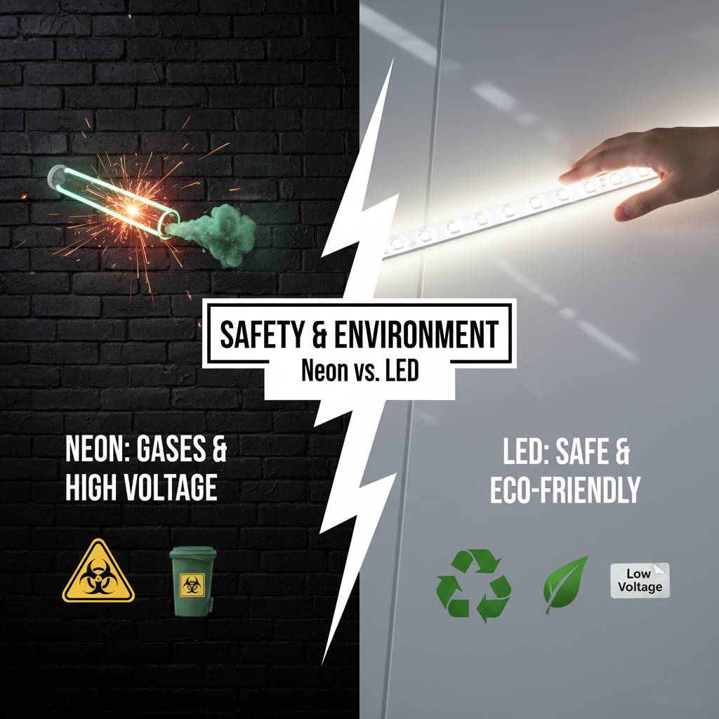 Neon vs LED: Safety and environmental comparison.